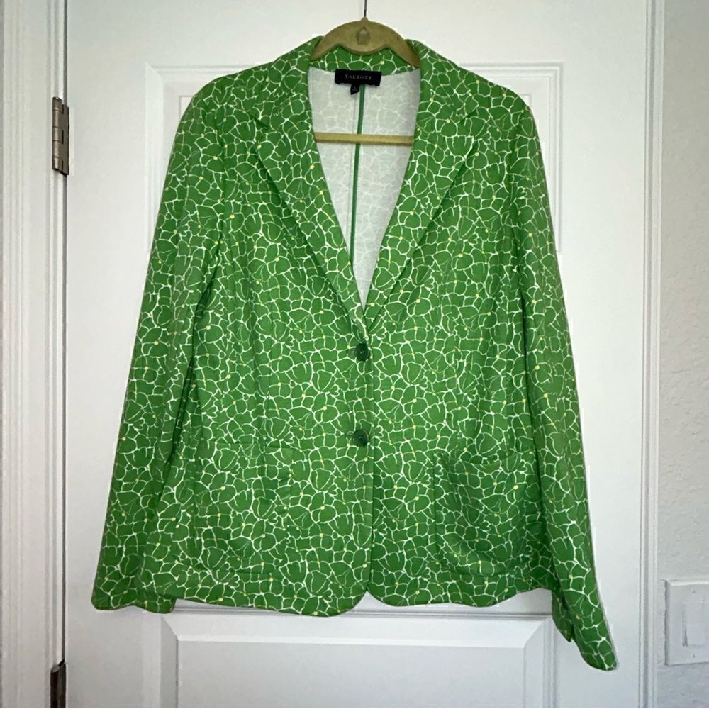 Talbots Floral Print Two Button Blazer Jacket